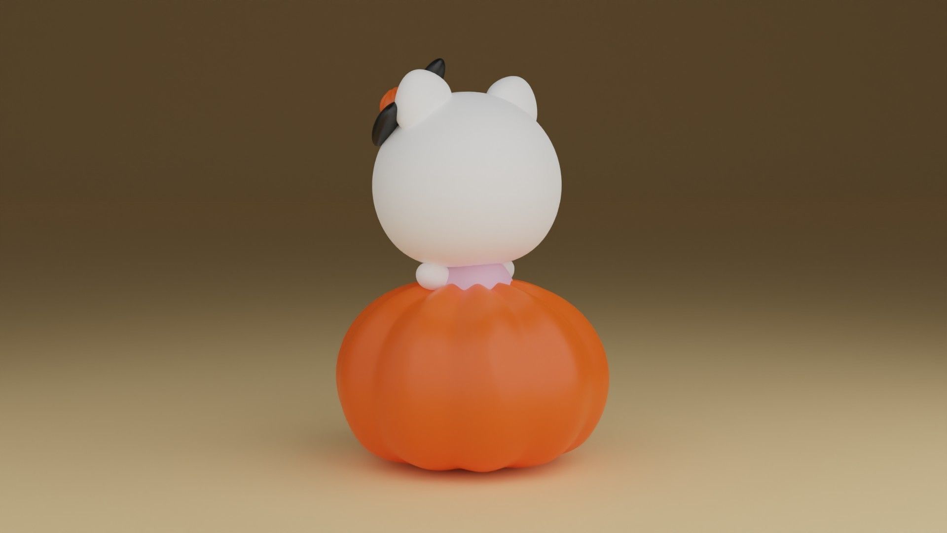 halloween pumpkin kitty 3D print model_12