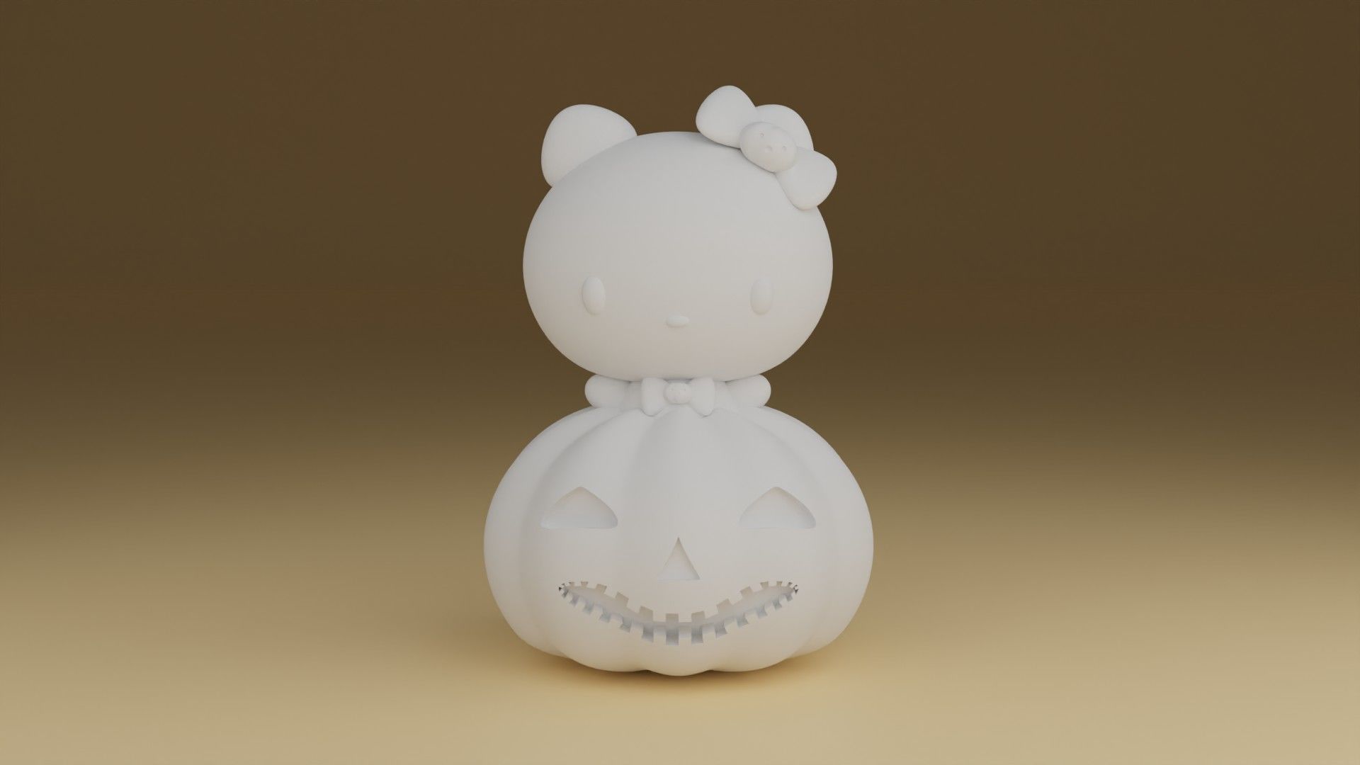 halloween pumpkin kitty 3D print model_1