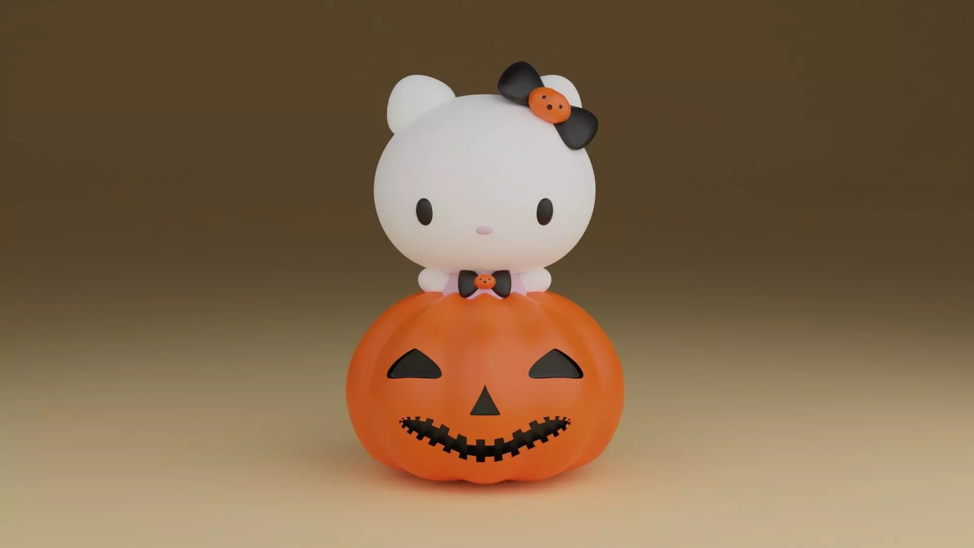 halloween pumpkin kitty 3D print model_0