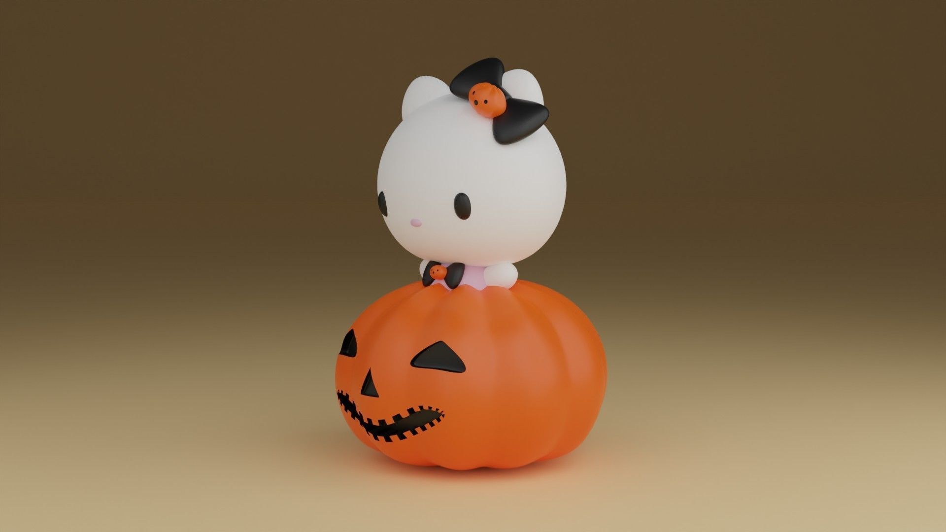 halloween pumpkin kitty 3D print model_14