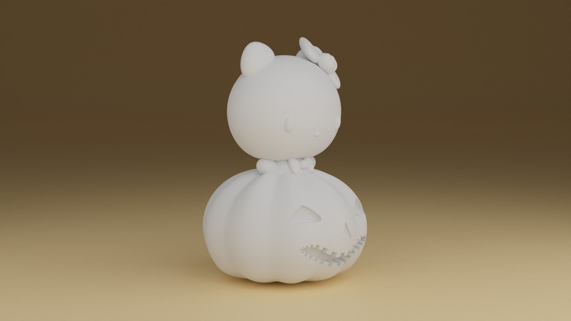 halloween pumpkin kitty 3D print model_2