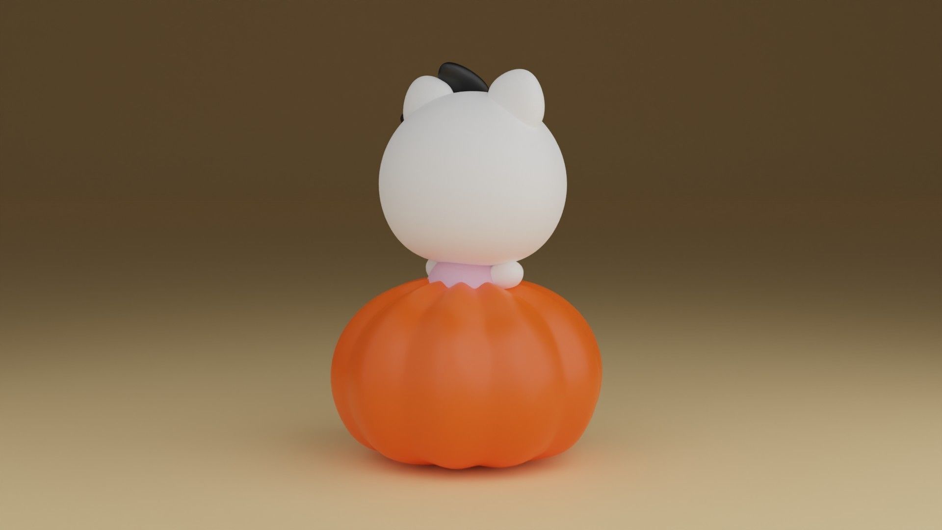 halloween pumpkin kitty 3D print model_10