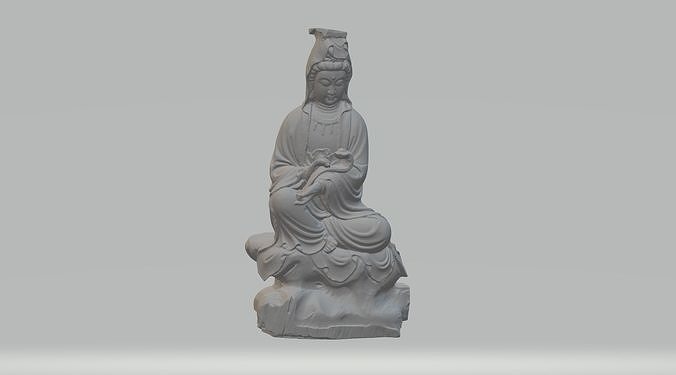 Guanyin Bodhisattva Sitting Statue 3D model 3D printable | CGTrader