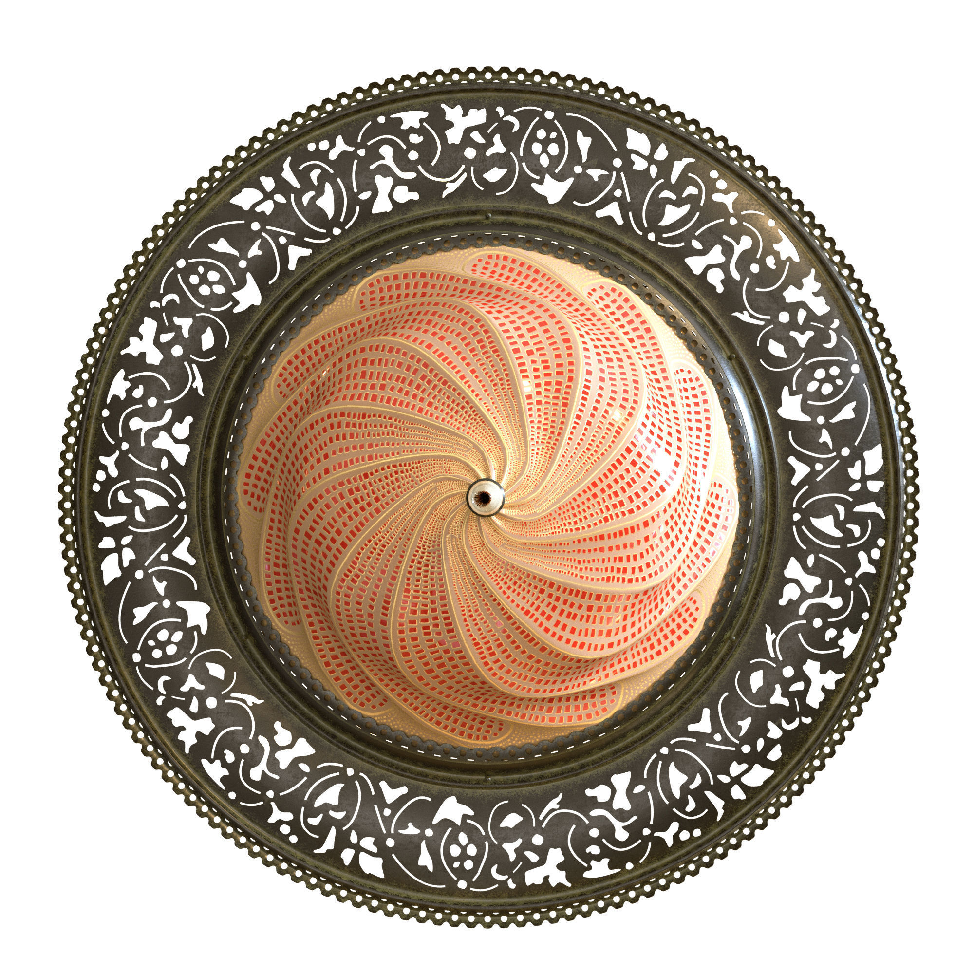 Scudo Saraceno  Glass lamp with metal ring Red Mosaic 3D model_3