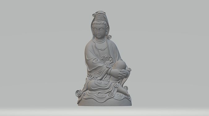 Guanyin Bodhisattva Sitting Statue 3D model 3D printable | CGTrader