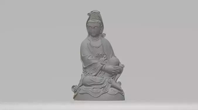 Guanyin Bodhisattva Sitting Statue  3D print model