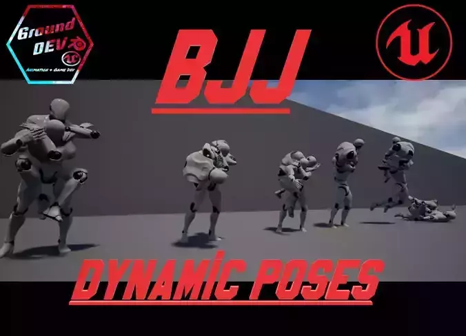 BJJ position poses Unreal Mannequin Low-poly 3D model
