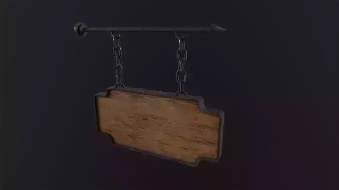 Wooden Sign 3D Model Low-poly 3D model