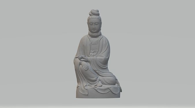 Guanyin Bodhisattva Sitting Statue 3D model 3D printable | CGTrader