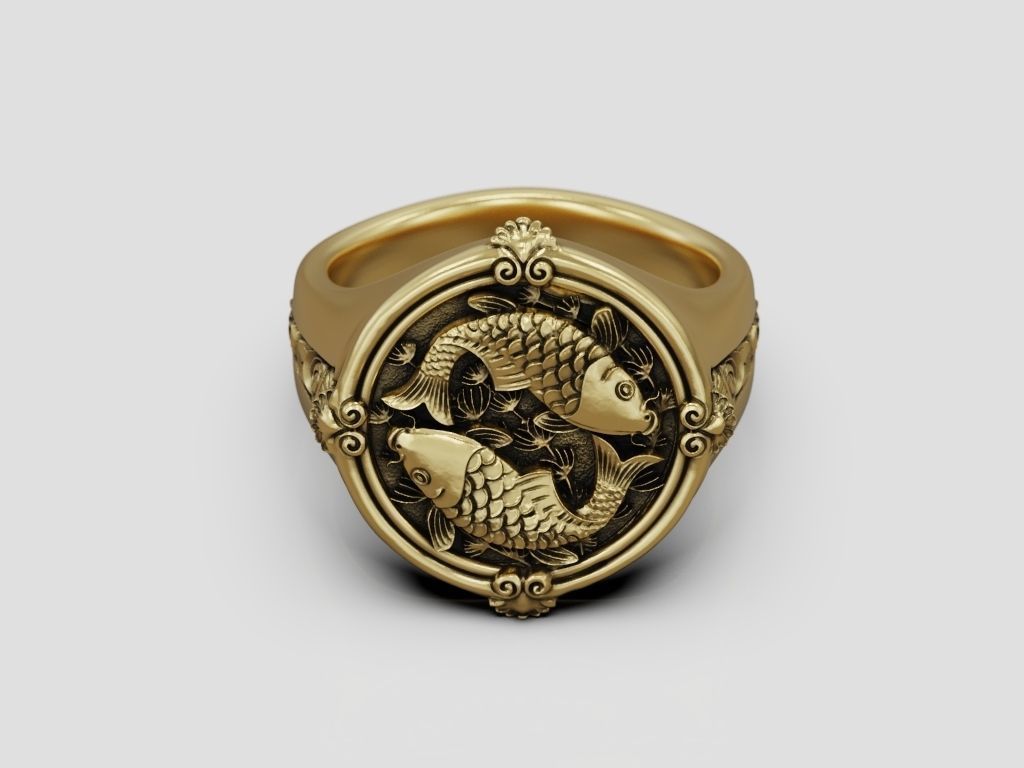 Ring koi fish carp 3D print model_9