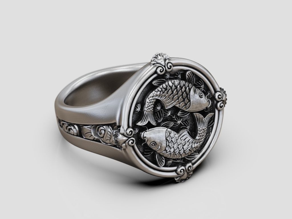 Ring koi fish carp 3D print model_7