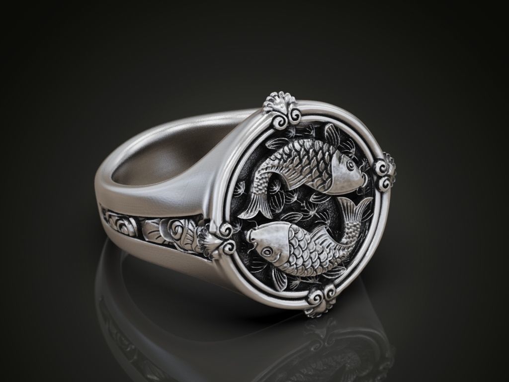 Ring koi fish carp 3D print model_2
