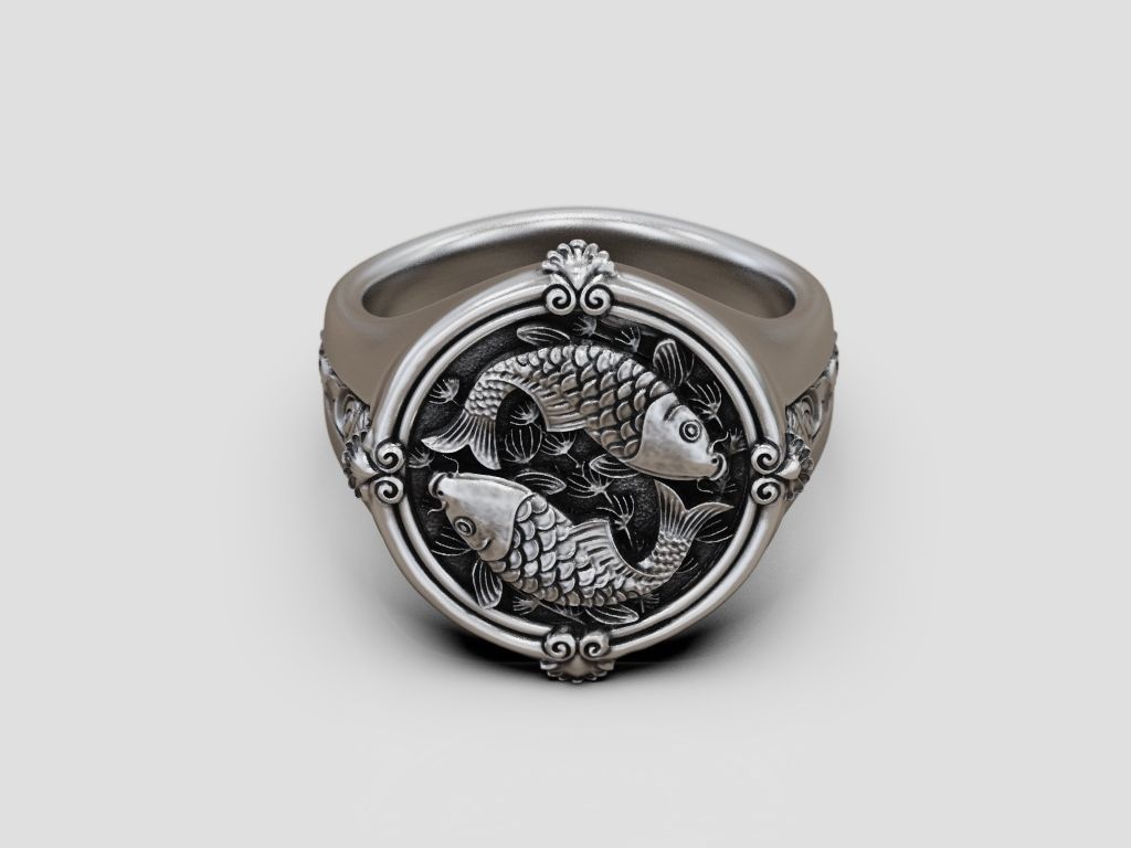 Ring koi fish carp 3D print model_5