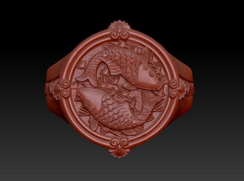 Ring koi fish carp 3D print model_15