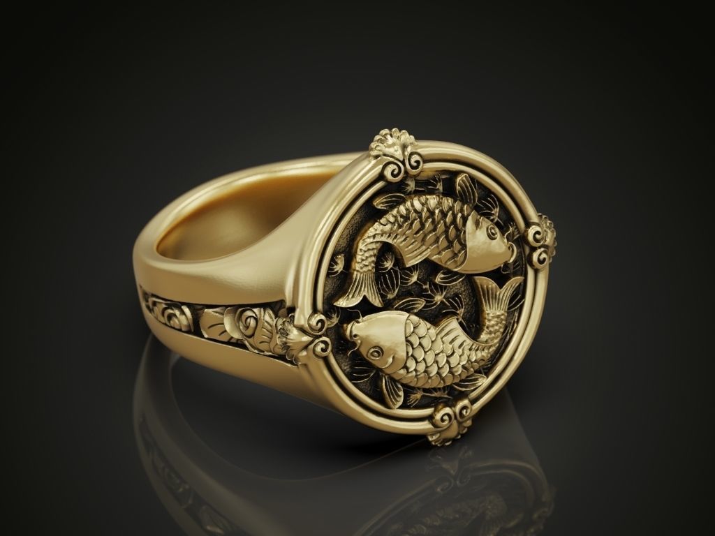 Ring koi fish carp 3D print model_3