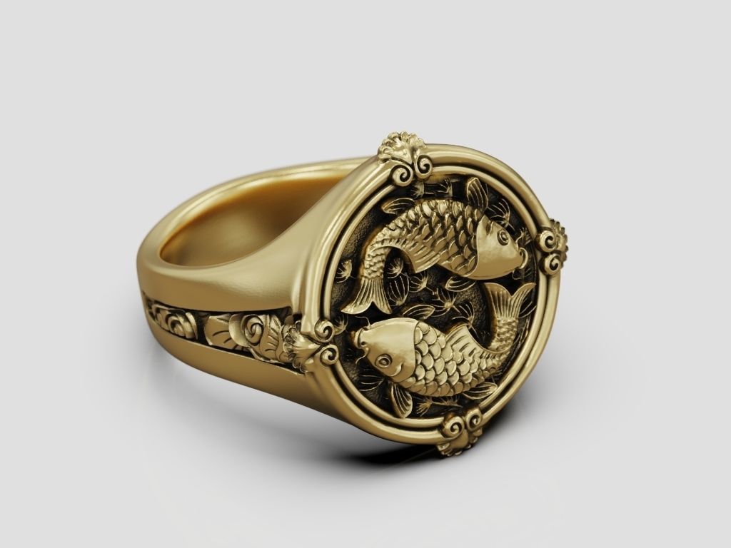 Ring koi fish carp 3D print model_8