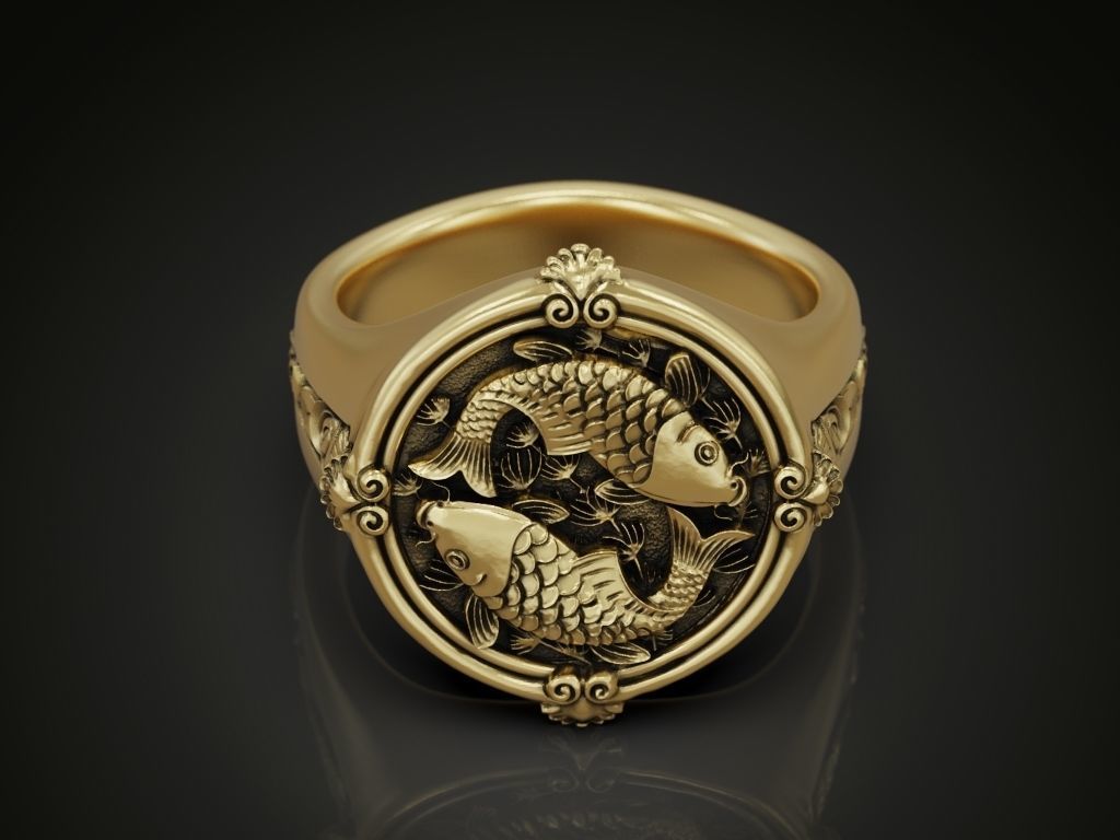 Ring koi fish carp 3D print model_4