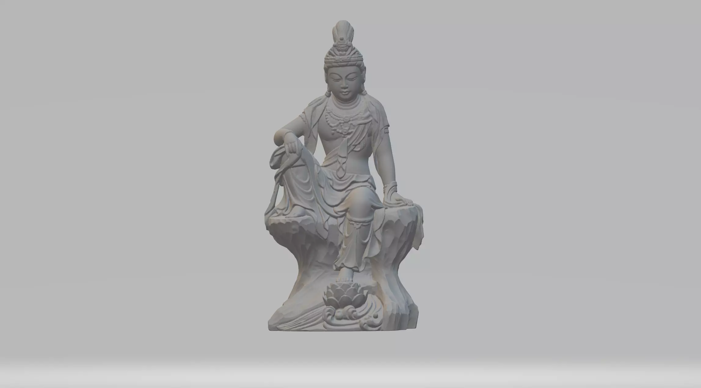 Guanyin Bodhisattva Sitting Statue 3D print model_0