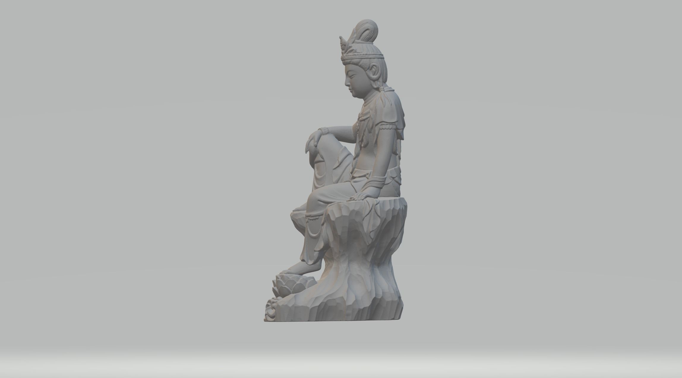 Guanyin Bodhisattva Sitting Statue 3D print model_1