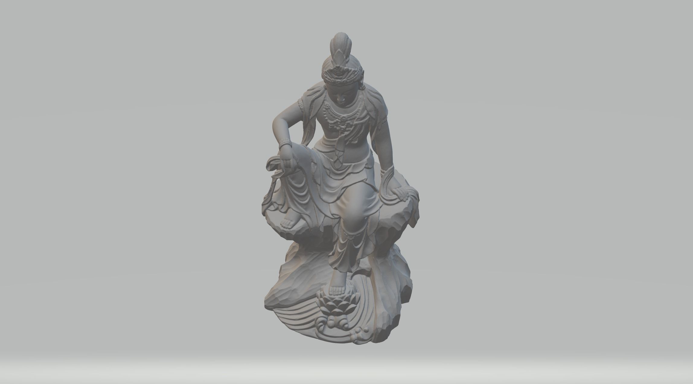 Guanyin Bodhisattva Sitting Statue 3D print model_4