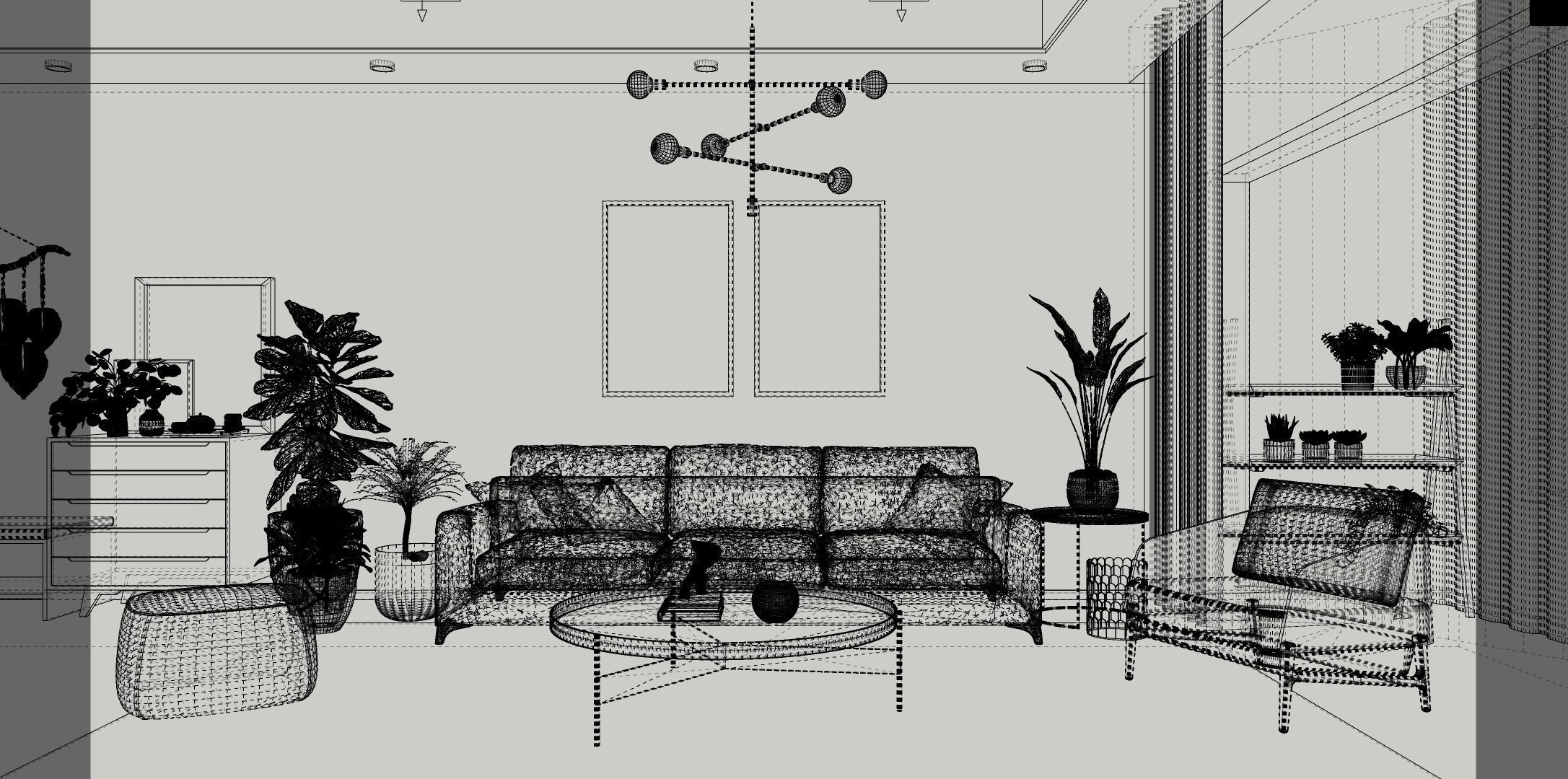 Scandinavian Living Room High Quality SketchUp 3D Model 3D model_1
