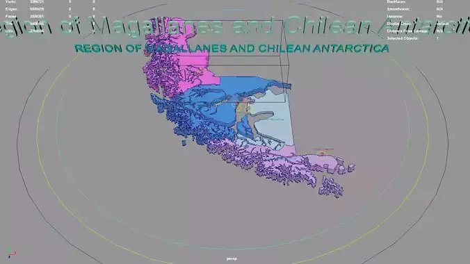 Region of Magallanes and Chilean Antarctica Chile map region 3D model