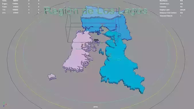 Region de Los Lagos  Chile map region geography political 3D model