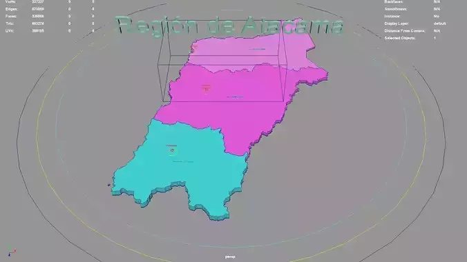 Region de Atacama Chile map region geography political 3D model