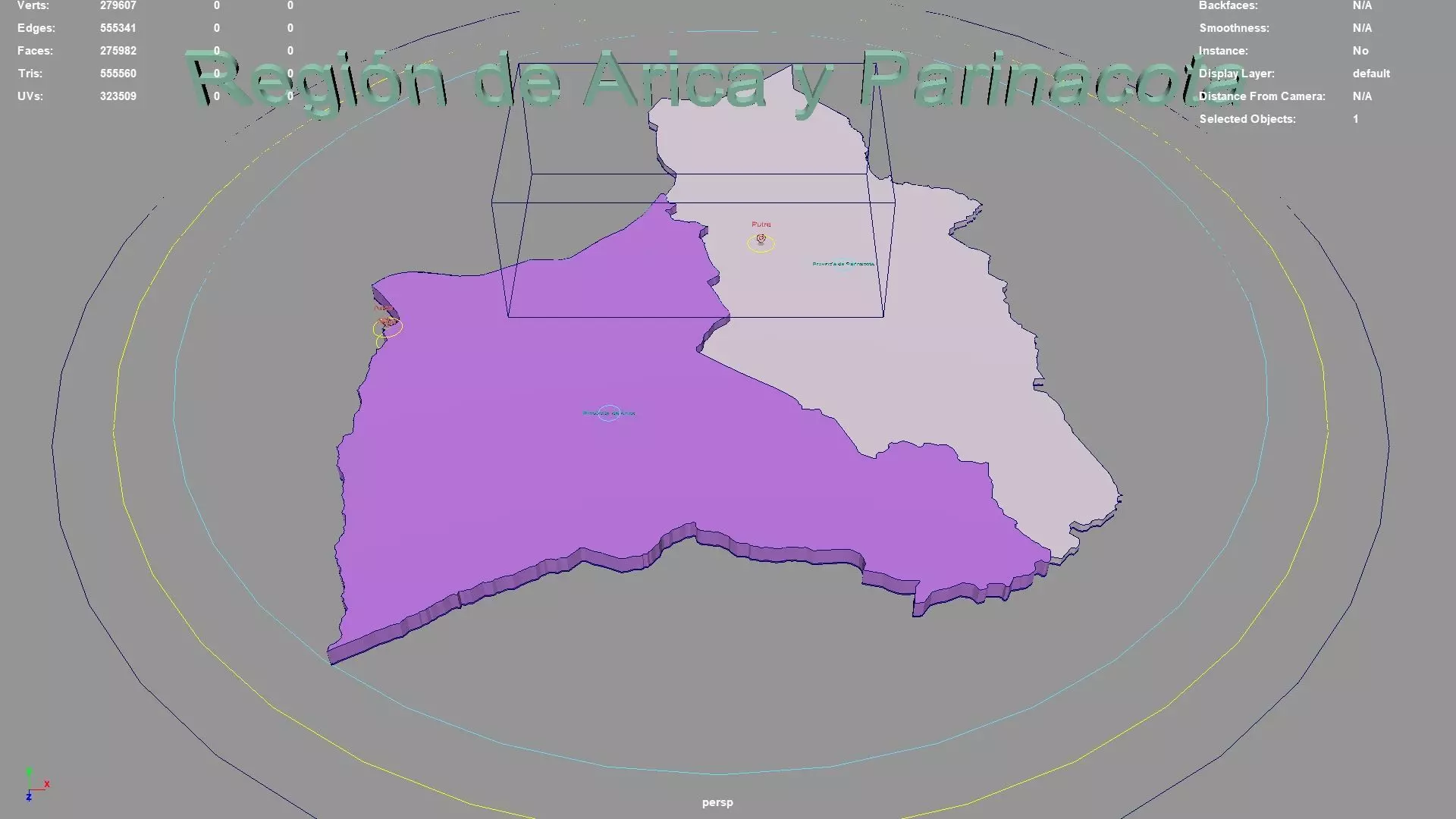 Region de Arica y Parinacota Chile map region geography 3D model