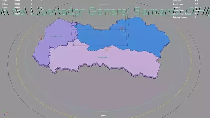 Region del Libertador General Bernardo O Higgins  Chile map 3D model