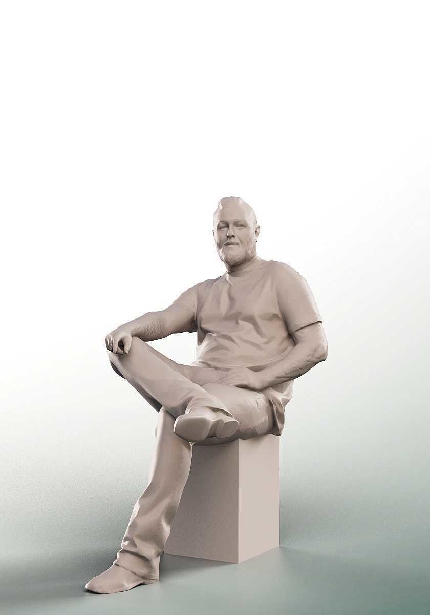 Olaf 13334 - Sitting Casual Man Low-poly 3D model_3