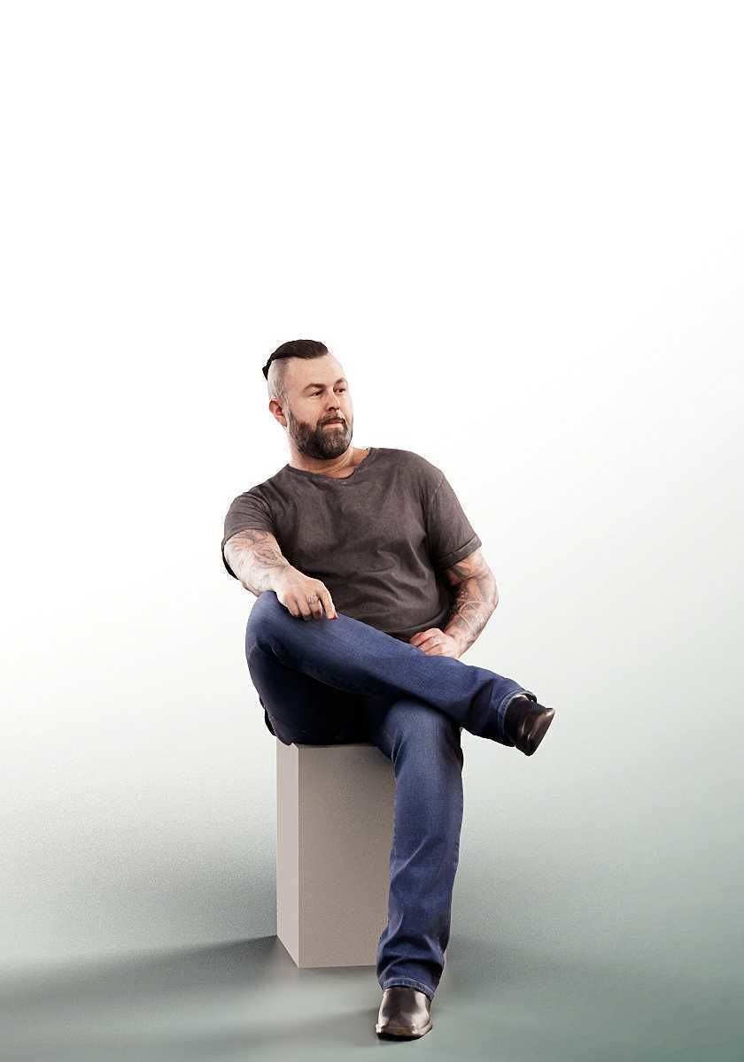 Olaf 13334 - Sitting Casual Man Low-poly 3D model_2