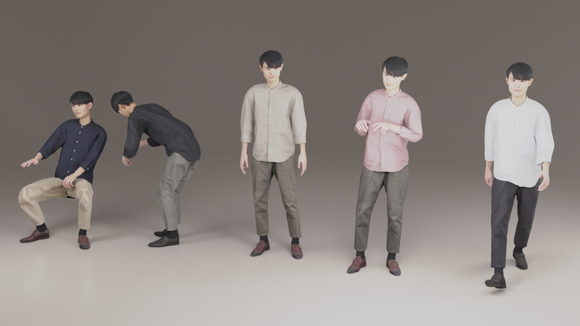 Asian Man Animation 3D 153 Toshi Low-poly 3D model_6