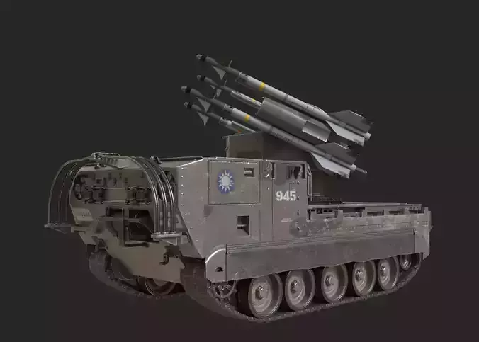 3 coatings  American system MIM72 Chaparral SAM of Taiwan Low-poly 3D model