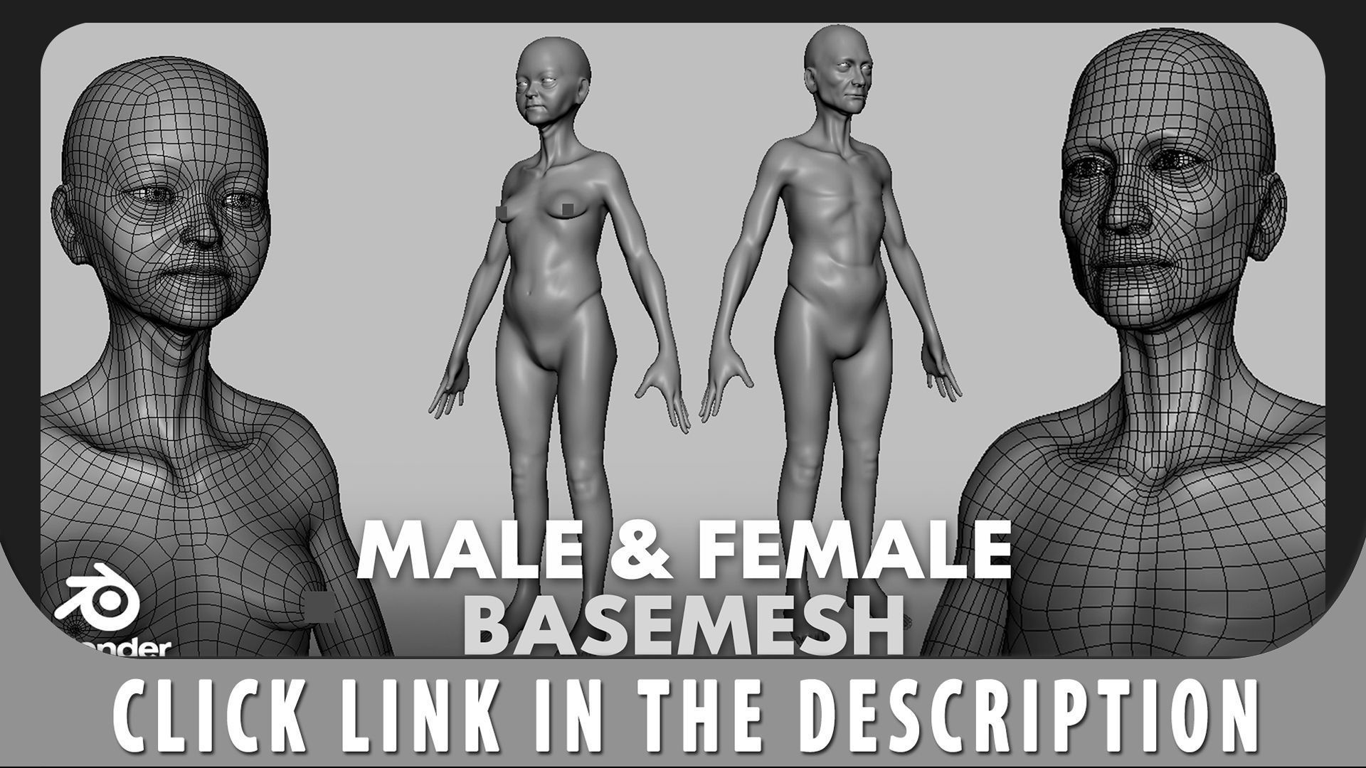 Old Female BaseMesh  Low-poly 3D model_8