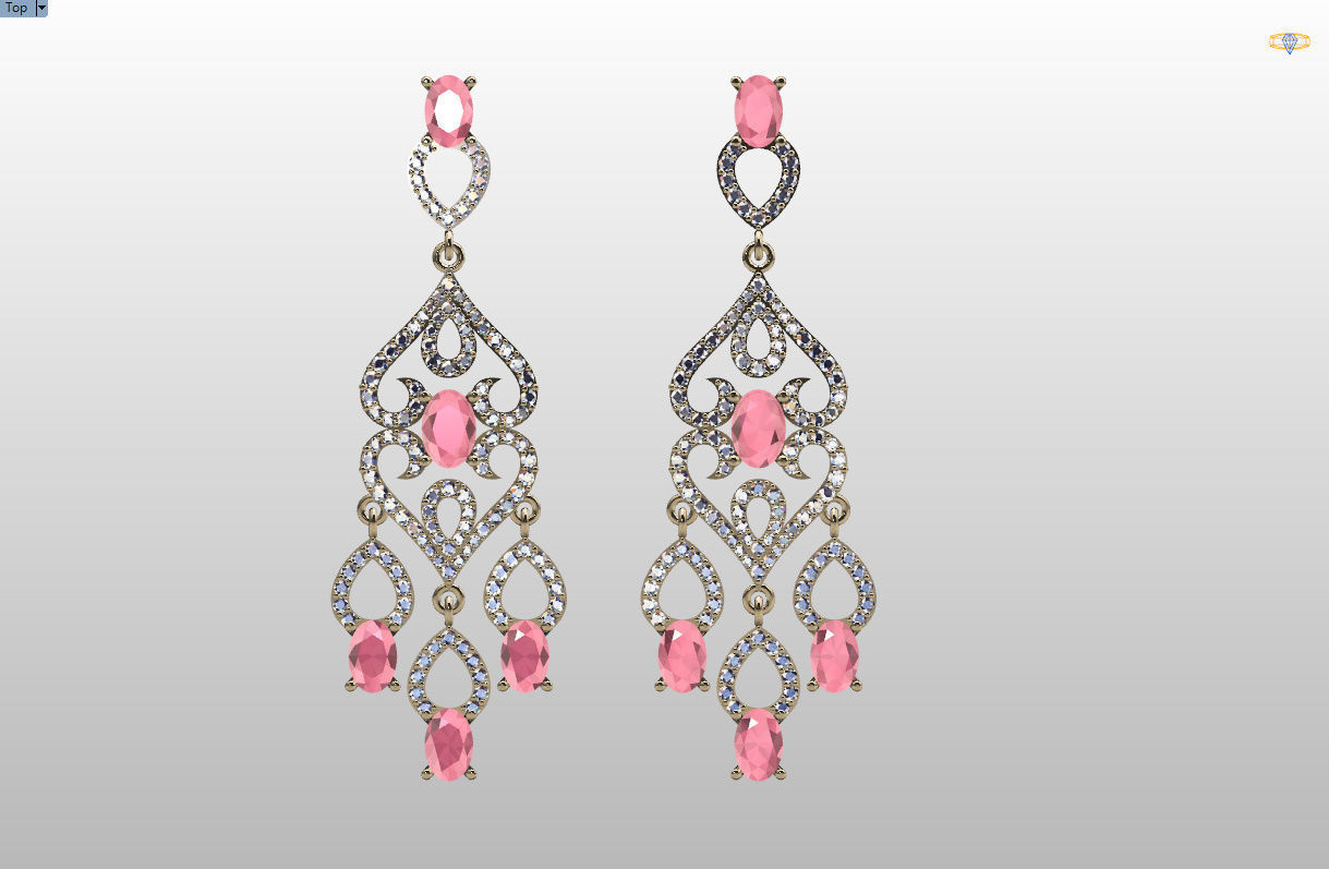 long dangle earrings with oval gemstone Free 3D print model_49