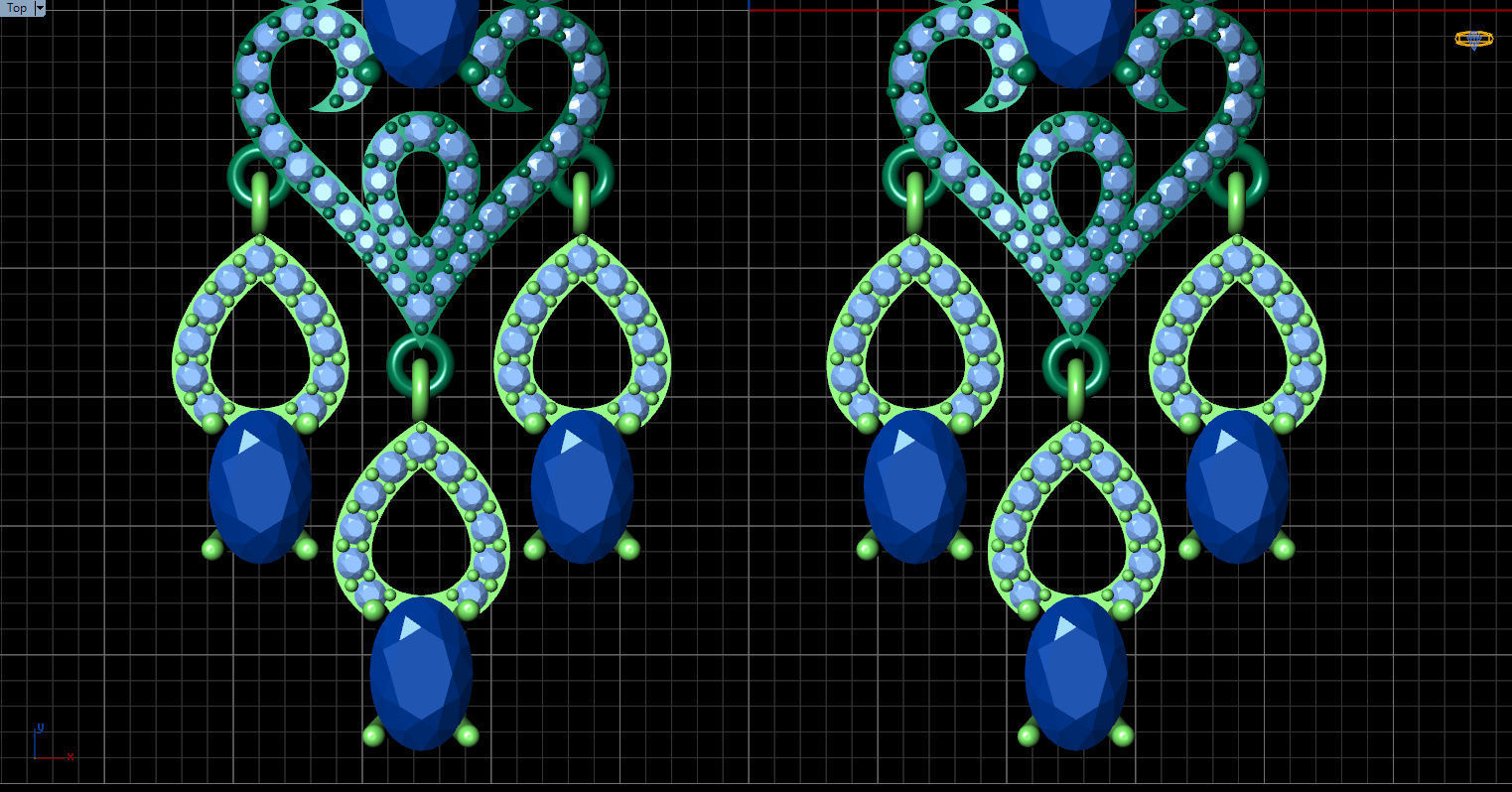 long dangle earrings with oval gemstone Free 3D print model_8