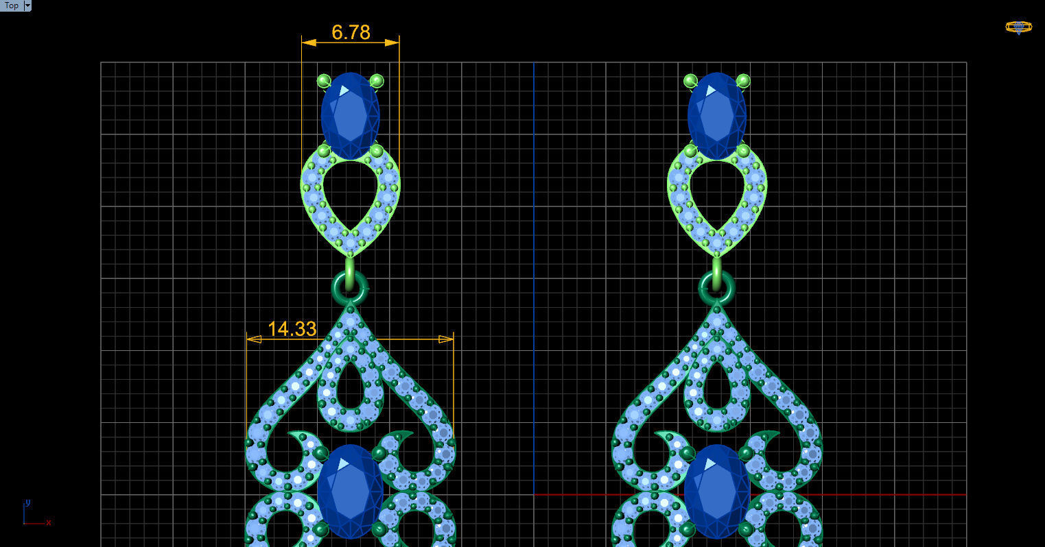 long dangle earrings with oval gemstone Free 3D print model_30