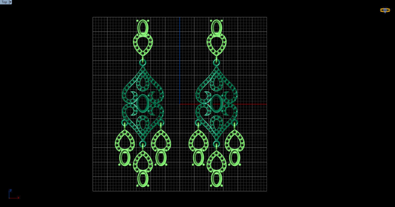 long dangle earrings with oval gemstone Free 3D print model_3