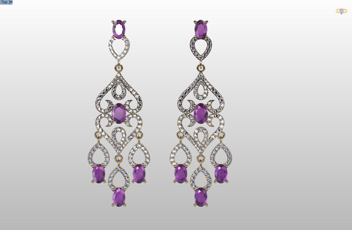 long dangle earrings with oval gemstone Free 3D print model_47