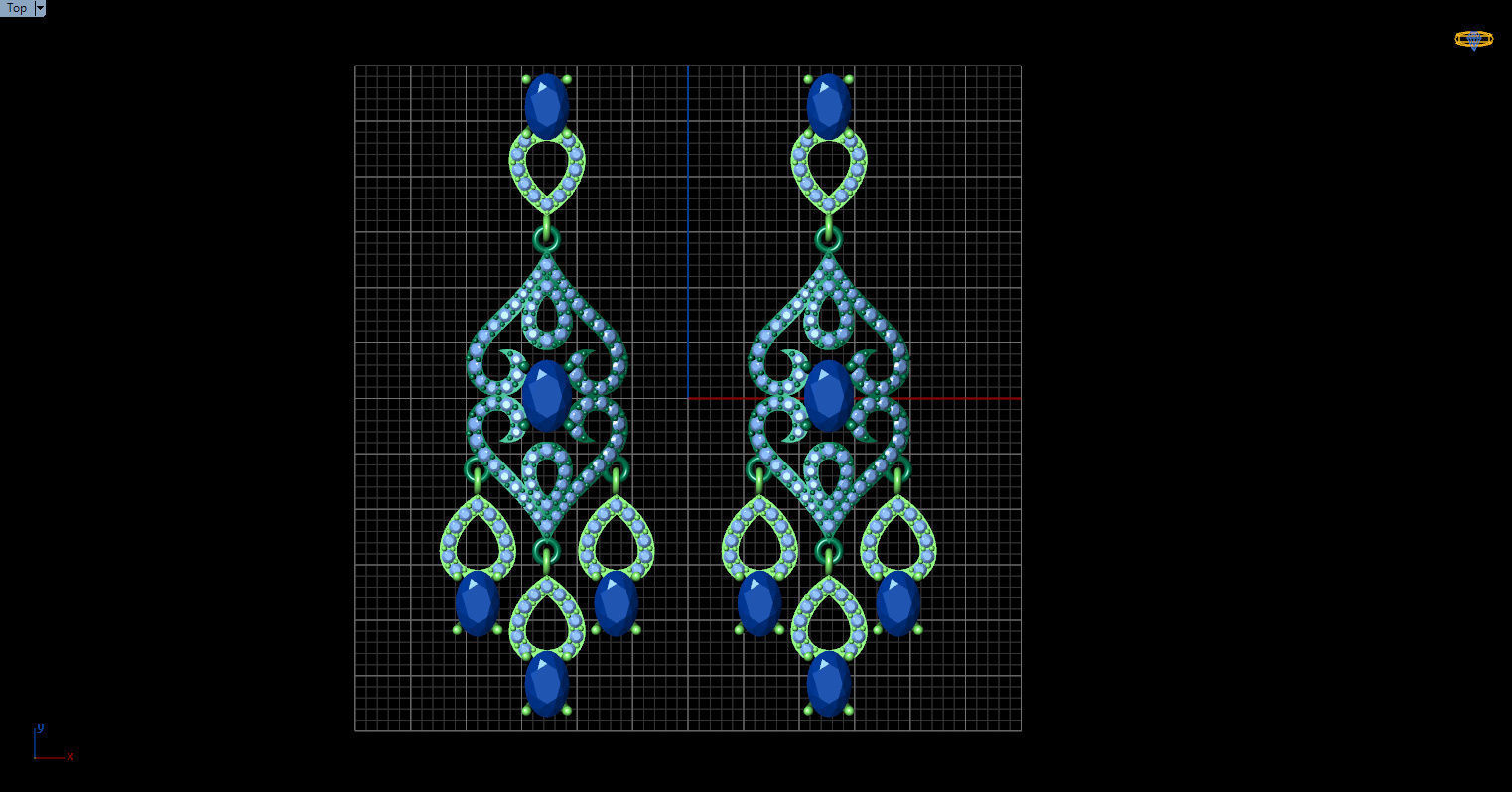 long dangle earrings with oval gemstone Free 3D print model_2