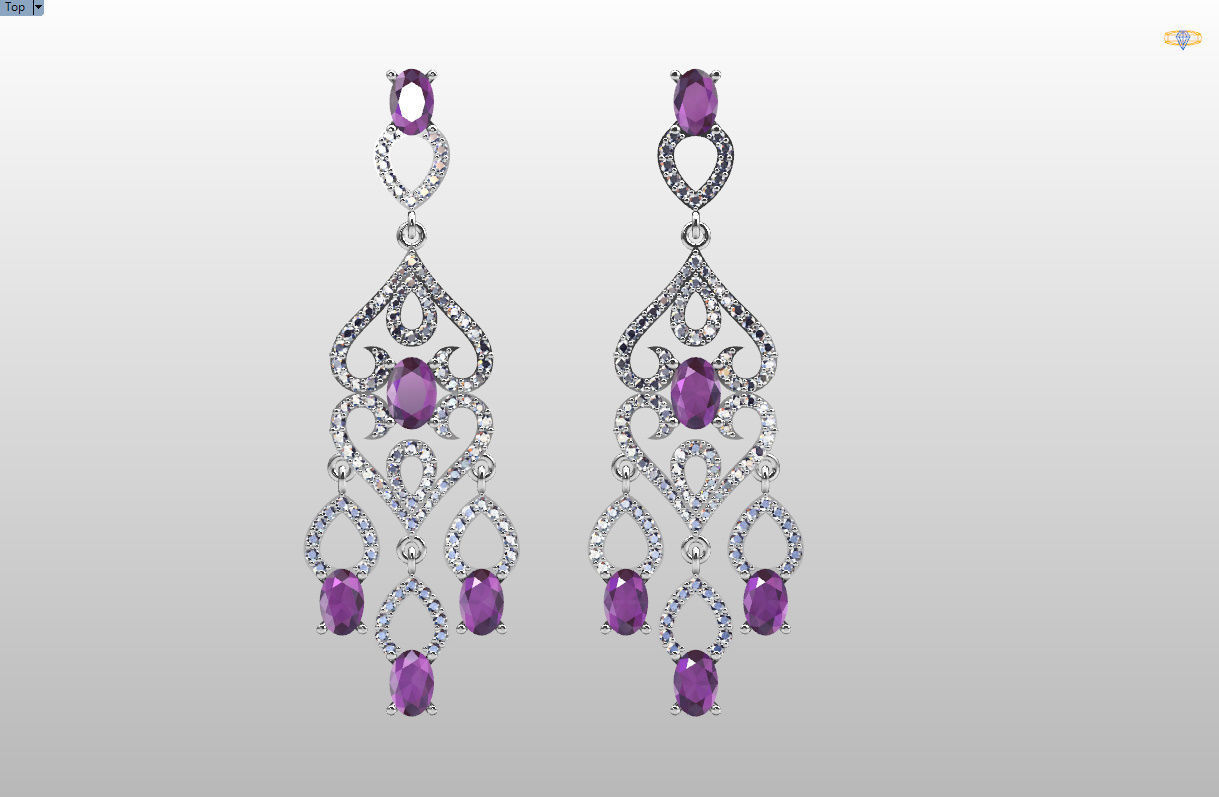 long dangle earrings with oval gemstone Free 3D print model_46