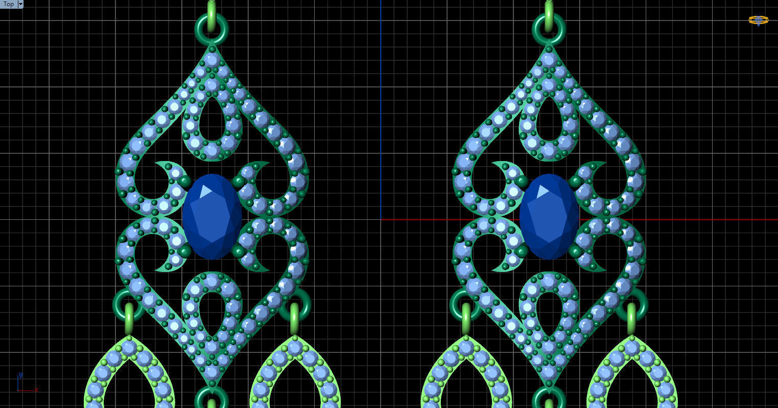 long dangle earrings with oval gemstone Free 3D print model_7