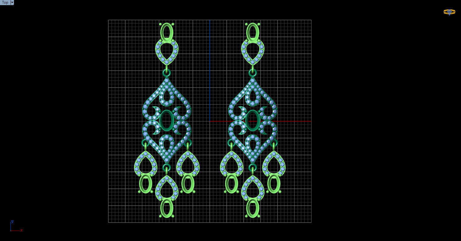 long dangle earrings with oval gemstone Free 3D print model_4