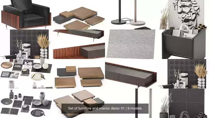 Set of furniture and interior decor 01