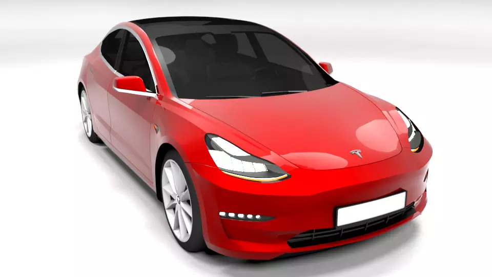 TESLA MODEL 3 Low-poly 3D model_0
