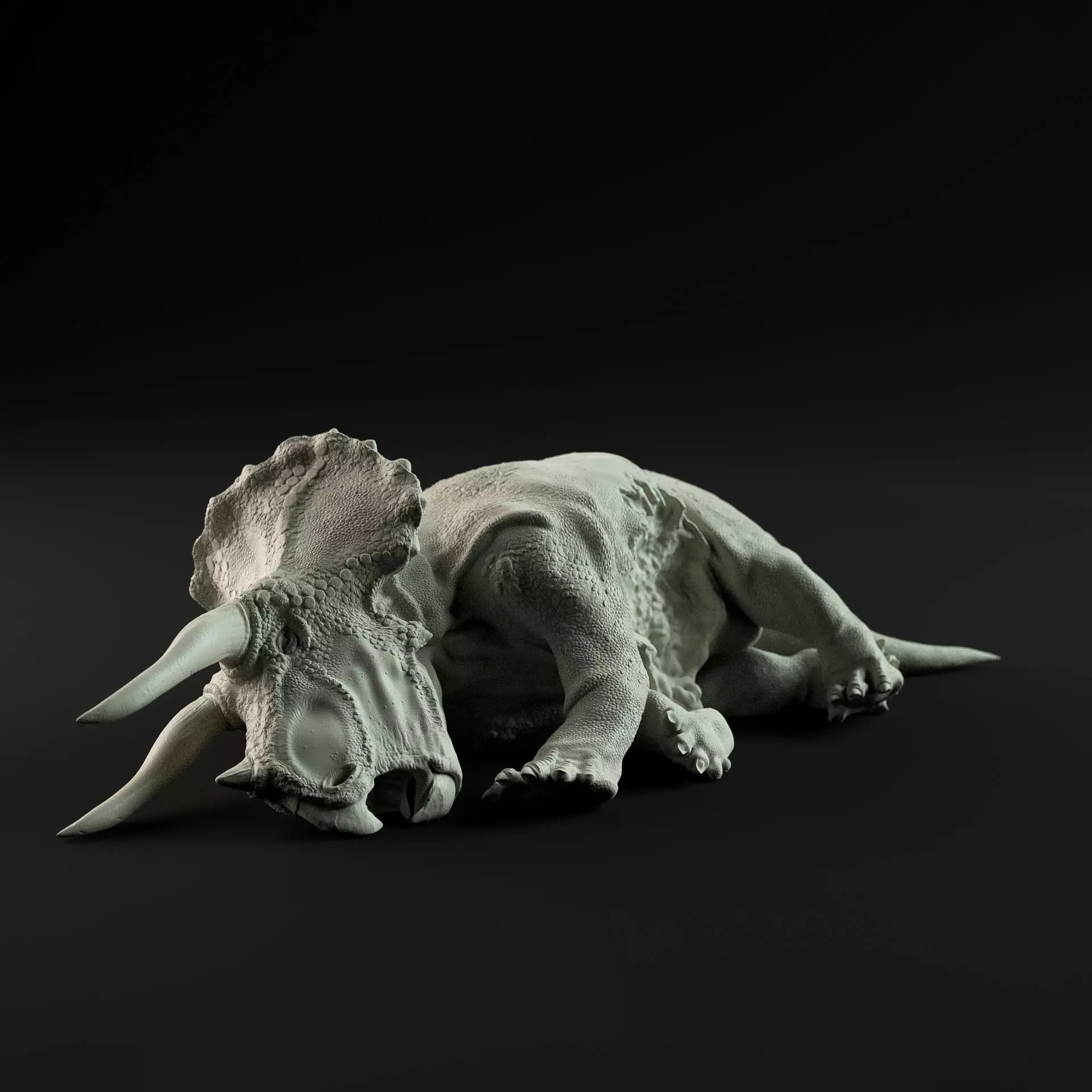 Triceratops dead 1-35 scale pre-supported 3D print model_0