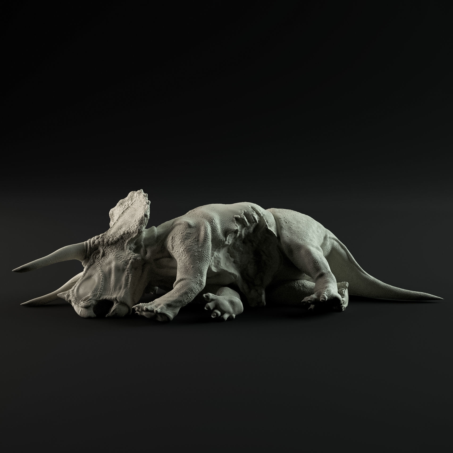 Triceratops dead 1-35 scale pre-supported 3D print model_1