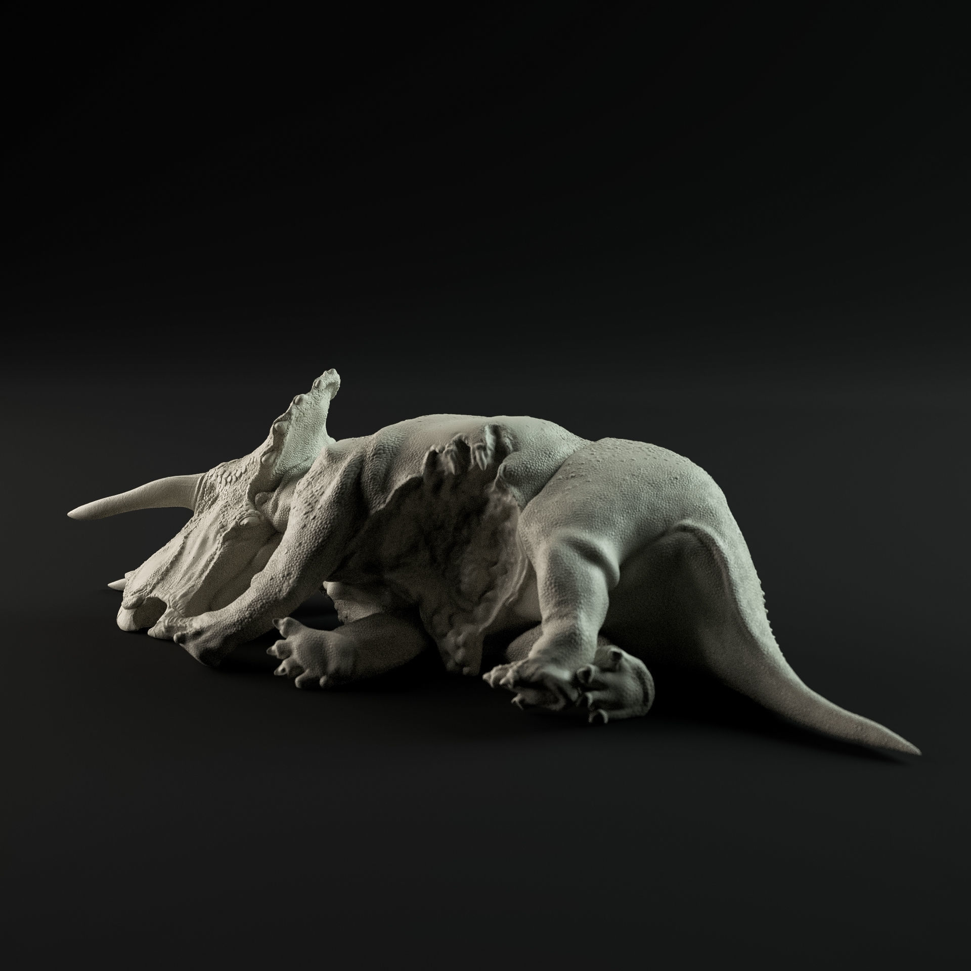 Triceratops dead 1-35 scale pre-supported 3D print model_2
