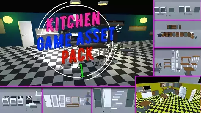 Low-Poly Kitchen Asset Pack 1 with UnityPackage Integration